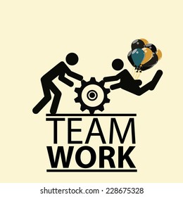 team work illustration over color background