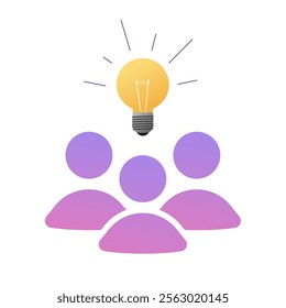 Team work insight icon illustration graphic vector, brainstorm teamwork together energy power effect, creative people with lightbulb as leadership group community image