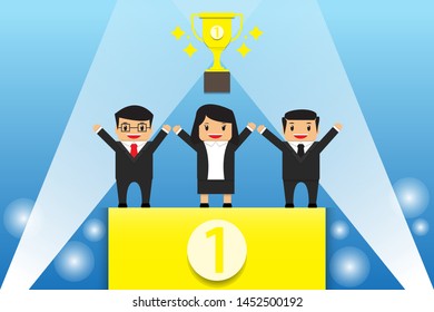 team work leadership qualities in a creative team, direction to a successful
concept teamwork of successful and growth professional for the winner.Flat design vector illustration 
