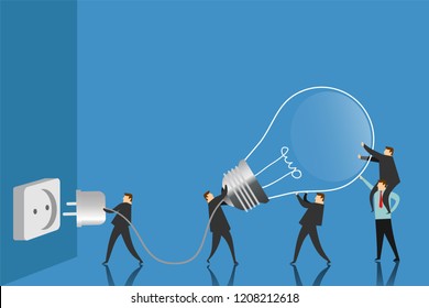 team work with light bulb. Business concept illustration