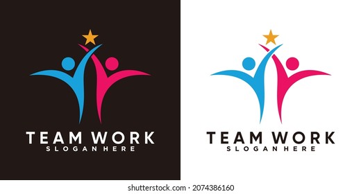 diseño de logotipo de trabajo en equipo con concepto creativo