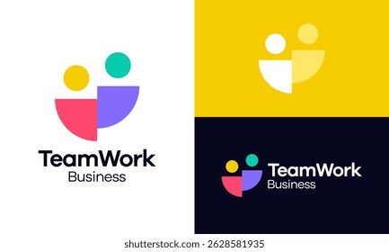 Team work logo design. Human unity concept vector design with leadership modern symbol graphic icon