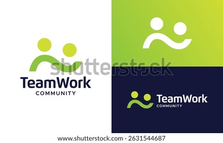 Team work logo design. Human unity concept vector design with leadership modern symbol graphic icon