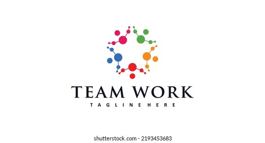 Team work logo design with modern style Premium Vector