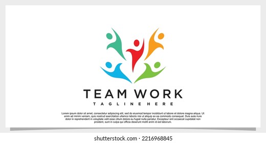 Team work logo design with modern style Premium Vector