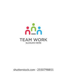 Teamarbeit Logo-Design mit modernem Stil Premium Vektor