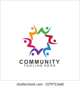 Team Work Logo Design. Social Network Family Friends icon design. Vector illustration