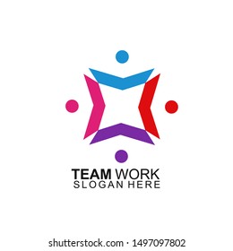 Team work logo Design. Together. Modern Social Network Team Logo Design