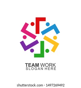 Team work logo Design. Together. Modern Social Network Team Logo Design