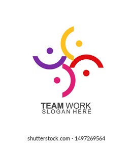Team work logo Design. Together. Modern Social Network Team Logo Design