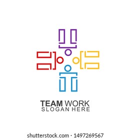Team work logo Design. Together. Modern Social Network Team Logo Design