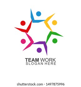 Team Work Logo Design. Together. Modern Social Network Team Logo Design