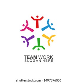 Team Work Logo Design. Together. Modern Social Network Team Logo Design