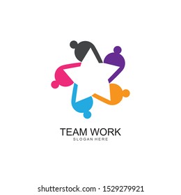 Team work logo Design. Together. Modern Social Network Team Logo Design