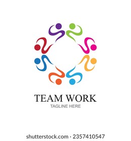 Diseño del logotipo de trabajo conjunto. Diseño del logotipo del equipo moderno de redes sociales