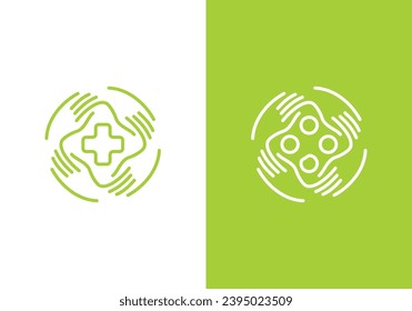 team work logo. health care hand people design vector illustration