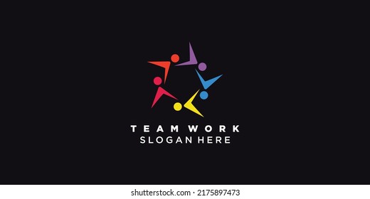 Team work logo icon with modern abstract concept Premium Vector