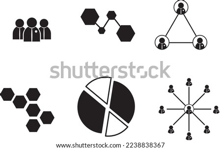 team work logo icon set, employee synergy and people connection
