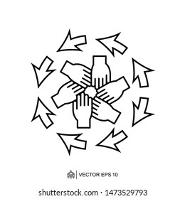 team work logo icon template, teamwork hand vector element