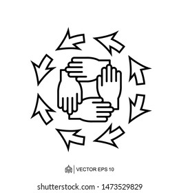 team work logo icon template, teamwork hand vector element