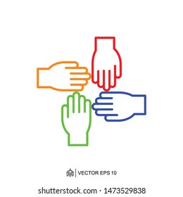 team work logo icon template, teamwork hand vector element