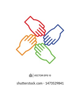 team work logo icon template, teamwork hand vector element