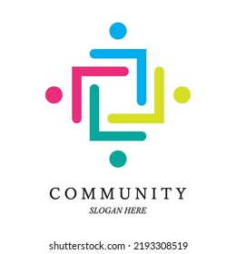 Team work logo template. Concept of community friendship, unity. Isolated on white background. Vector illustration