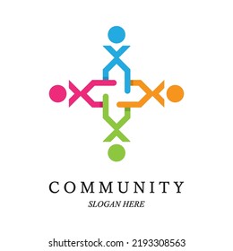 Team work logo template. Concept of community friendship, unity. Isolated on white background. Vector illustration