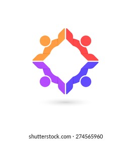 Team work logo template. Concept of community friendship, unity. Isolated on white background. Vector illustration, eps 10.
