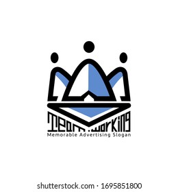 team work logo three person in a meeting _ emblem vector