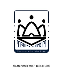 team work logo three person in a meeting _ emblem vector