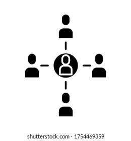 Team work. Management black icon on white background