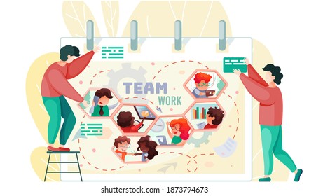 Teamarbeit, Management-Konzept. Geschäftsleute Mann und Frau reden, diskutieren Präsentation Graph und Diagramm. Geschäftstreffen, Prüfung von Arbeitsfragen. Büromitarbeiter