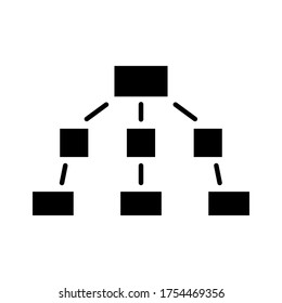 Team work. Management structure black icon on white background