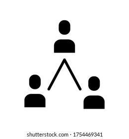 Team work. Manager black icon on white background