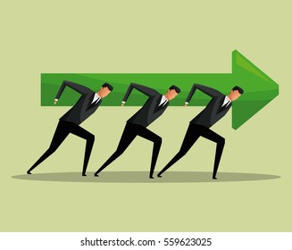 team work men arrow growth concept cooperation