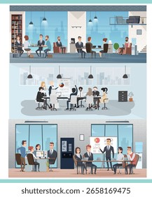 Equipo Trabajo Vectores modernos de la composición de oficina
