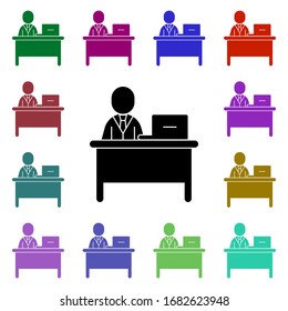 Trabajo en equipo, trabajo en oficina, usuario, equipo, portátil icono multicolor. Glifo simple, vector plano de iconos de trabajo de equipo para ui y ux, sitio web o aplicación móvil