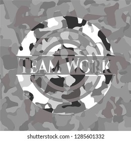 Team Work on grey camo texture