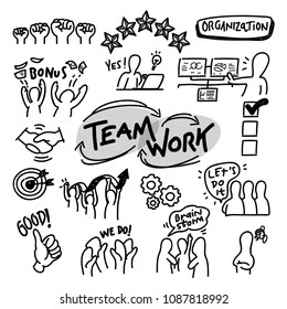 Team Work Organization Vector Handdrawn