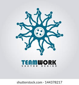 team work over blue background vector illustration
