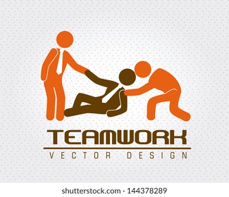team work over dotted background vector illustration