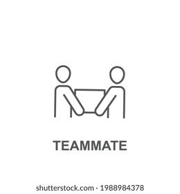 Team Work Partner, Friendship Colleagues, Friend Supporting. Two Friend Do Work Together. Project Collaboration. Partnership. Team Mate Icon. Vector Illustration. Design On White Background. EPS 10