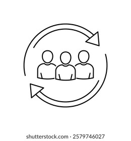 Team work partnership in collaboration strategy. Refresh team interaction. people with arrow reload for reorganization group. Update team icon. Vector