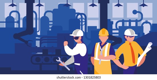 Team Work People Factory Scene Stock Vector (Royalty Free) 1301825821 ...