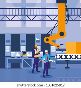 team work people in factory scene