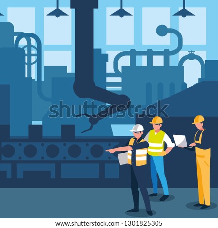 team work people in factory scene