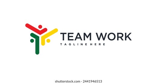 Team work people logo design template. Premium Vector