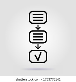 Team work. Planning line icon on gray background
