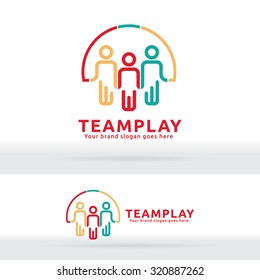 Team Work Play Logo. Community sign. Unity symbol. Company Staff. Public organization. Good relationship colleagues.